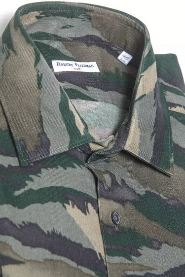 Green Cotton Medium Slim Collar Shirt
